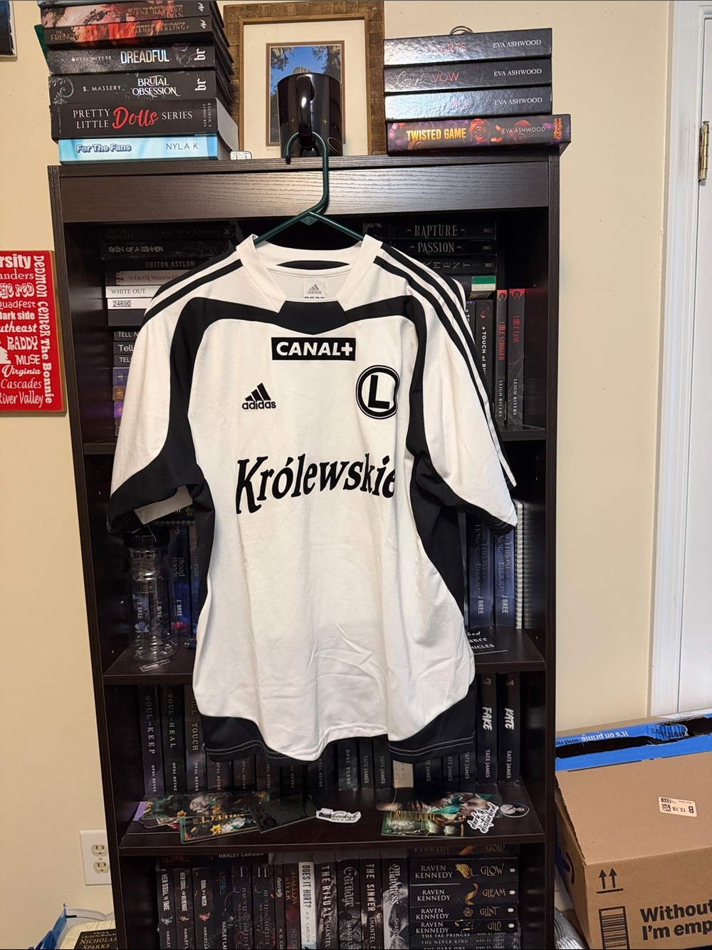 adidas White & Black Men’s Football Jersey with Królewskie and Canal+ Logos